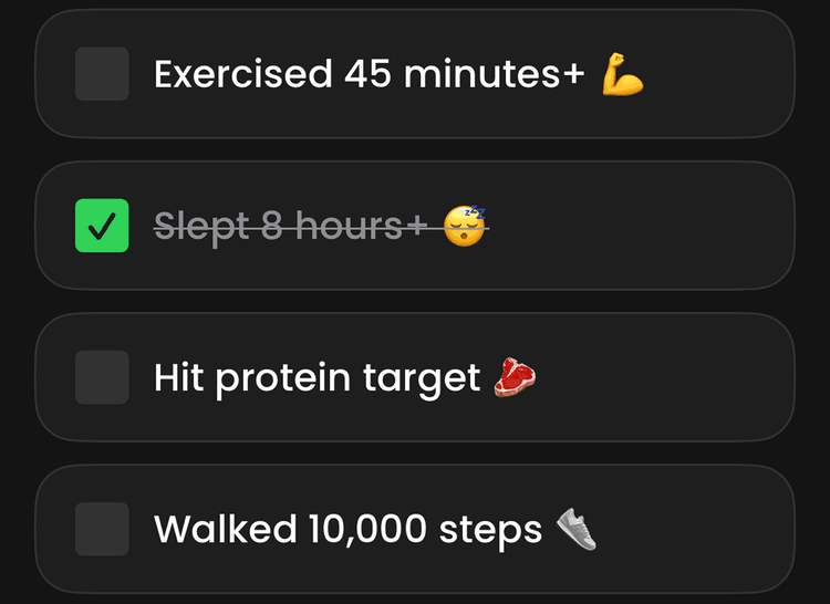 Stay on top of your fitness journey with a custom check list